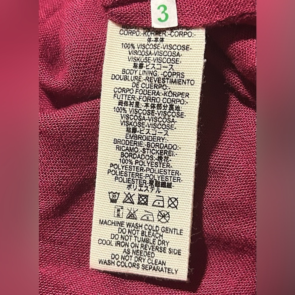 Free People Tunic Dress Boho Embroidered Lined Burgundy Oversized Pockets Sz M - Picture 15 of 15